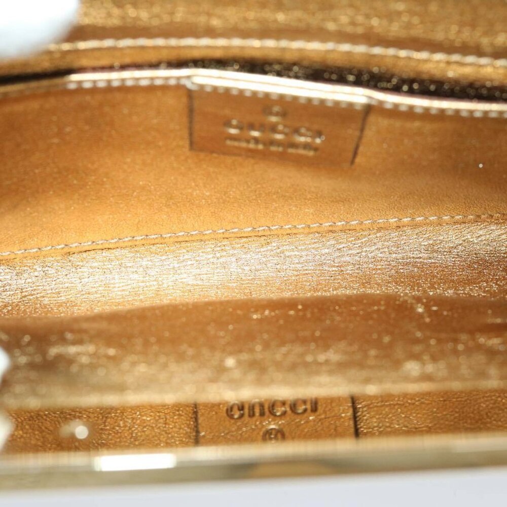 GUCCI Interlocking Clutch Bag Leather Gold - Picture 8 of 16